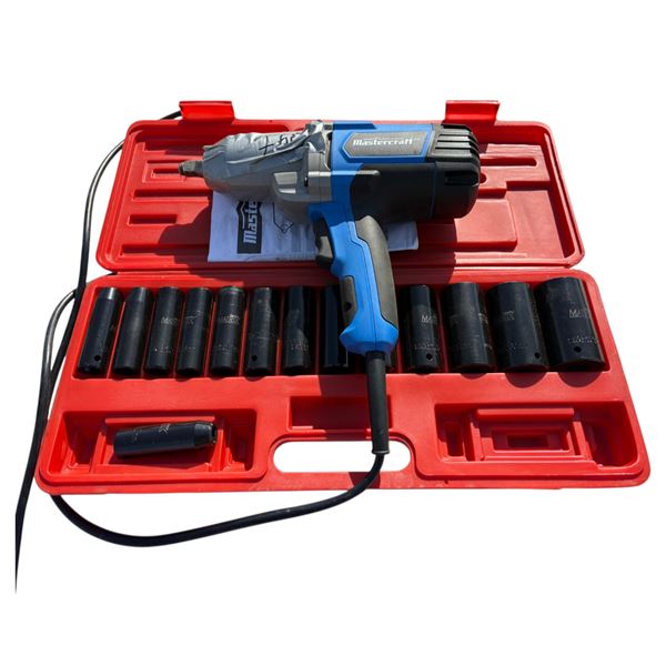 MasterCraft 1/2 Impact gun electric with 1/2 Impact deep sockets metric - new shape