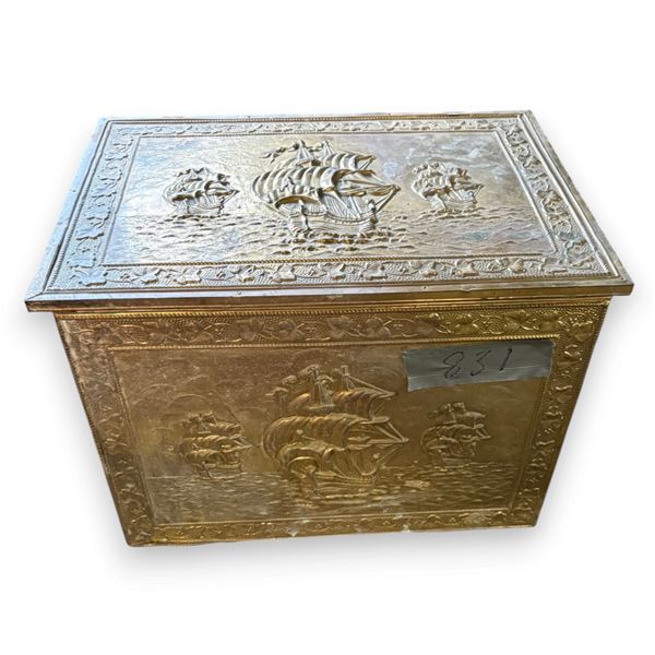 Decorative Storage Box - Ship design with bronze panel