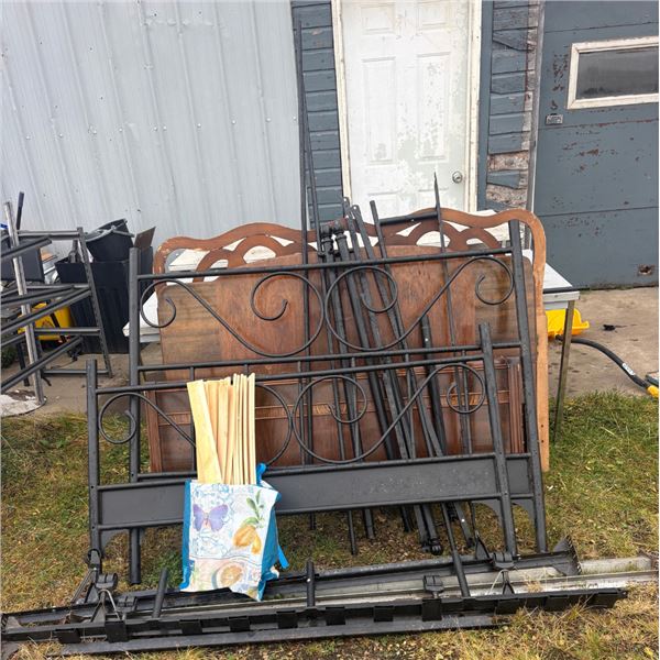 Antique Wood Bed with Rails and Black Metal Bed with Rails - both double size beds