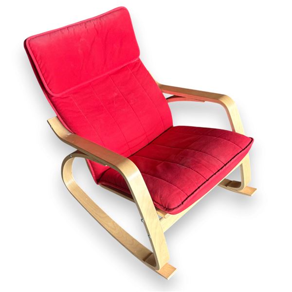 Red Cloth / Fabric Rocking Chair
