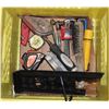 Image 1 : YELLOW MILK CRATE WITH MISC TOOLS