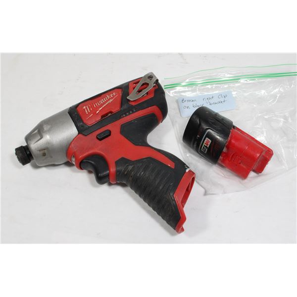 MILWAUKEE 1/4" HEX IMPACT WITH M12 BATTERY