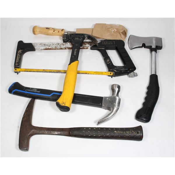 LOT OF HANDTOOLS.HAMMERS AND HANDSAWS