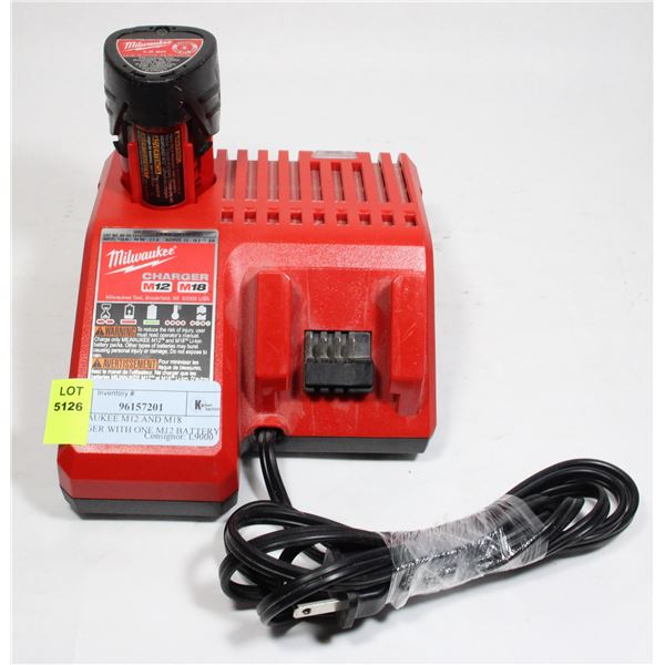 MILWAUKEE M12 AND M18 CHARGER WITH ONE M12 BATTERY