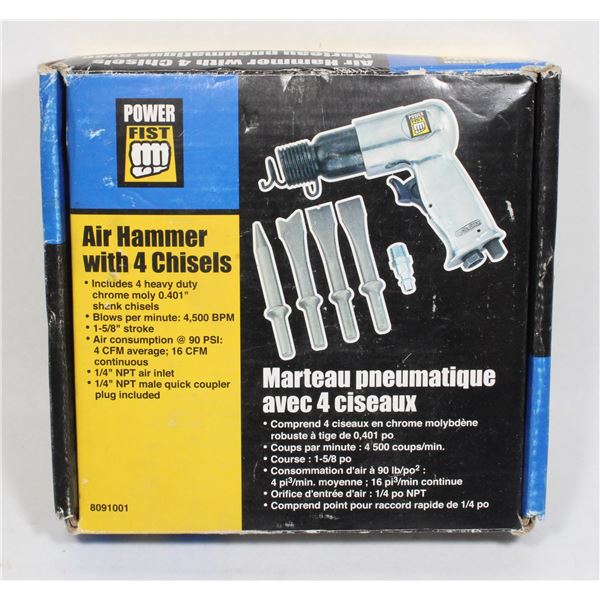 POWER FIST AIR HAMMER WITH 4 CHISELS