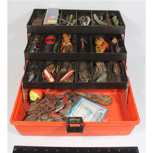 FISHING TACKLE BOX WITH FISHING LURES ETC