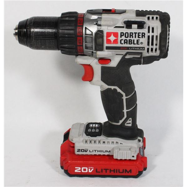 PORTER-CABLE 20V MAX DRILL/DRIVER WITH BATTERY &