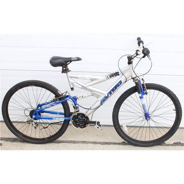 SILVER BIKE WITH BLUE TRIM 21 SPD