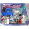 Image 4 : LARGE PLASTIC TOTE & LID WITH HOOKS AND HARDWARE