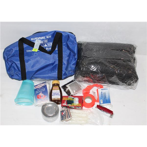 NAPA SURVIVAL KIT INCLUDING ARMY KNIFE, FLASHLIGHT