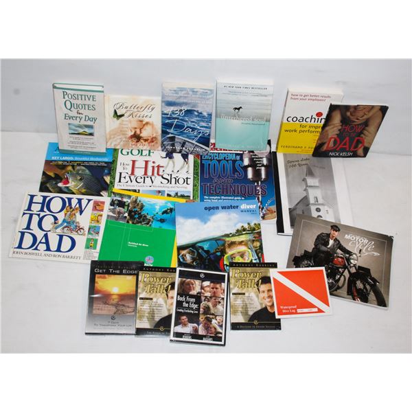 TOTE OF BOOKS INCLUDING POPULAR MECHANICS