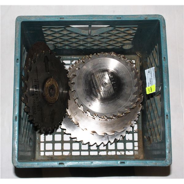 MILK CRATE FULL OF ASSORTED SAW  BLADES