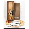 Image 1 : WOODEN BOX OF WOOD CARVING TOOLS
