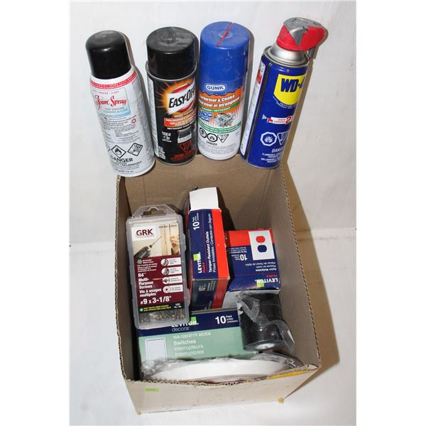 BOX OF ELECTRICAL SUPPLIES AND MORE