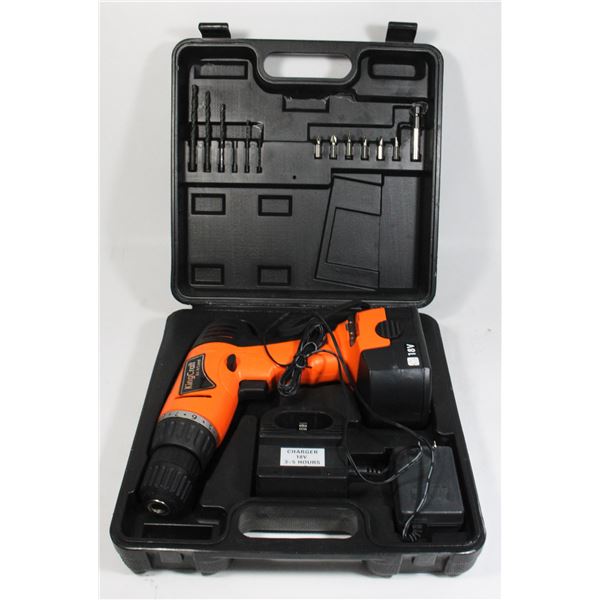 KING CRAFT 18V CORDLESS DRILL WITH BATTERY AND