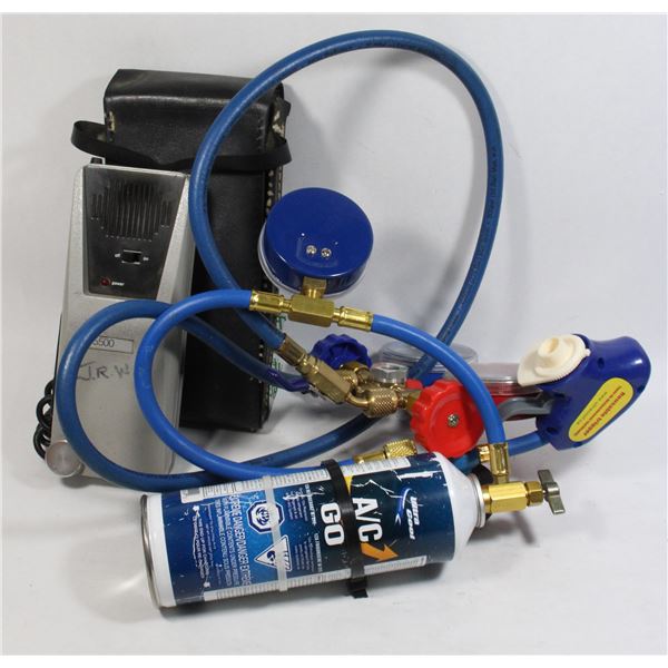 BOX OF AIR CONDITIONER SUPPLIES INCLUDING RECHARGE