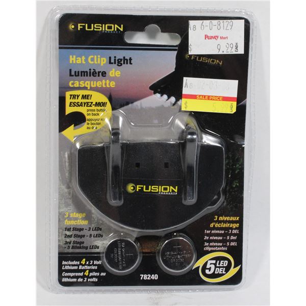 NEW FUSION HAT CLIP LIGHT WITH 4 X 3 VOLT LITHIUM