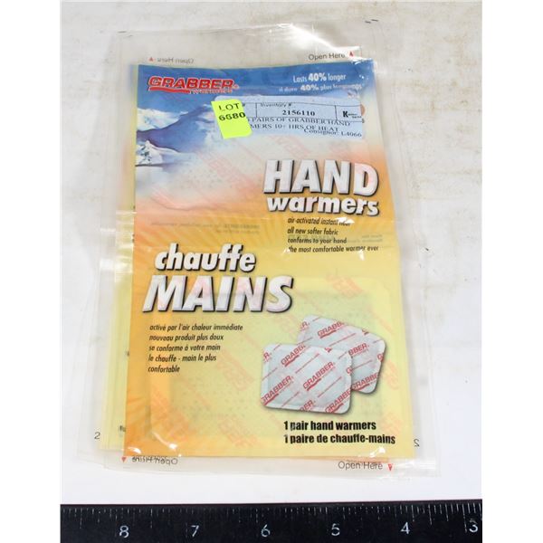 TWO PAIRS OF GRABBER HAND WARMERS 10+ HRS OF HEAT