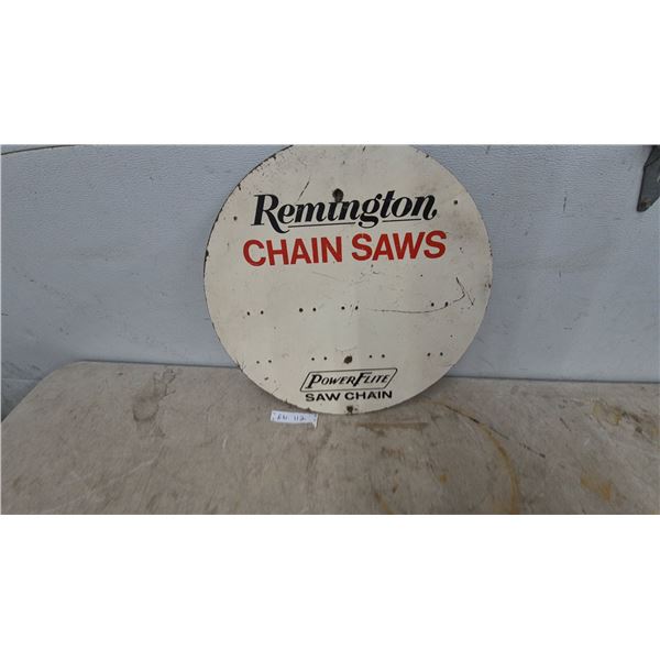 Remington Chain Saws PowerFlite Saw Chain Double-Sided Sign and Replacement Chart. 20.6” diameter.