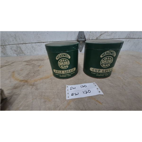 2 Wearwell Radio Gas Axle Grease and Cup Grease Tins