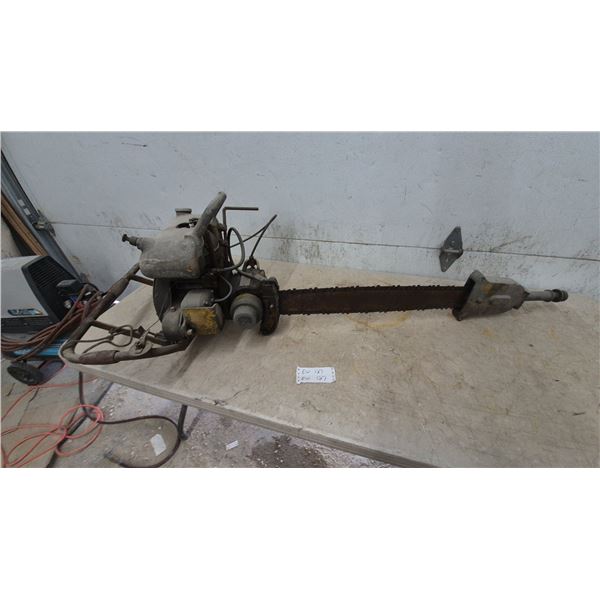 Hornet Two-Man Chainsaw with 36” Bar, Engine, and Handles. Vintage