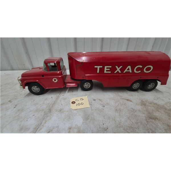 Vintage Buddy L Texaco Tanker Truck, Pressed Steel, Ford F-Series Cab, 24”