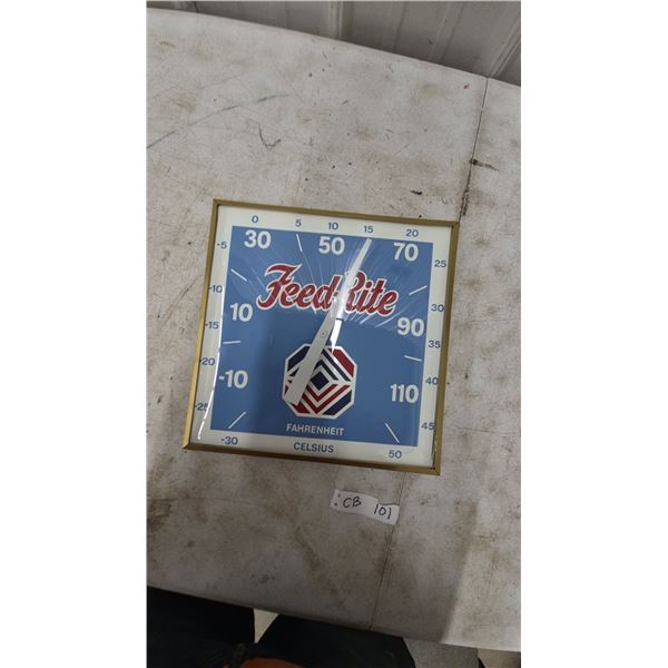 Vintage Feed-Rite Thermometer with Glass Lens, 12”×12”