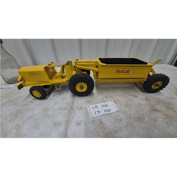 Vintage Nylint Euclid Pressed Steel Tractor Scraper Toy, 25”, Restored