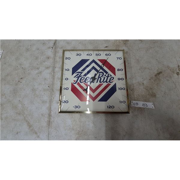 Vintage Feed-Rite Thermometer, 12”×12”