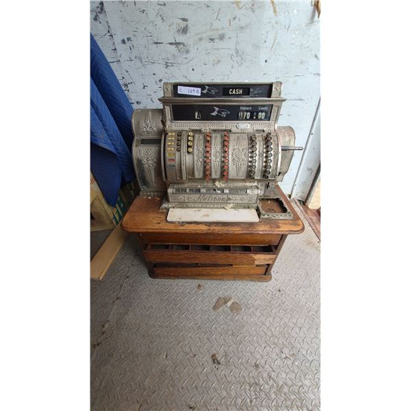 Antique National Cash Register Company Model 542 Brass Cash Register on Oak Base, 1913