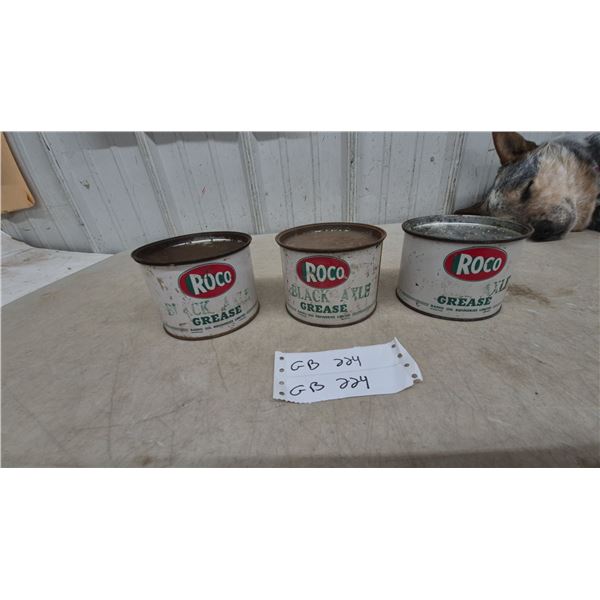 Vintage Roco Black Axle Grease Tin Cans, Winnipeg, Set of Three