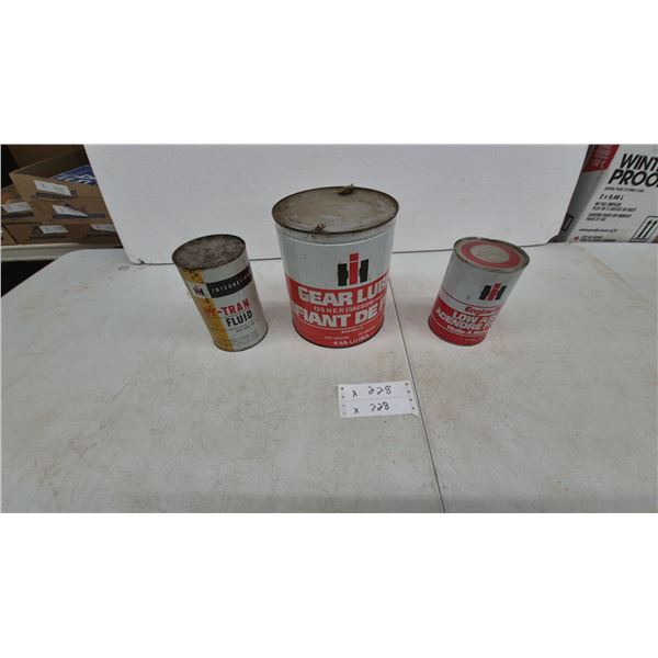International Harvester Hy-Tran Fluid, Gear Lube 85W-140 Gallon and Low Ash Engine Oil Cans