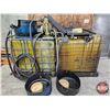 Image 1 : 2 Bulk Fluid Transfer Totes with Diaphragm Pump & Hoses (for Used Oil)
