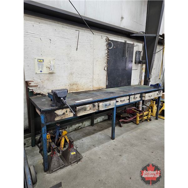 Steel Workbench with Vises & Contents