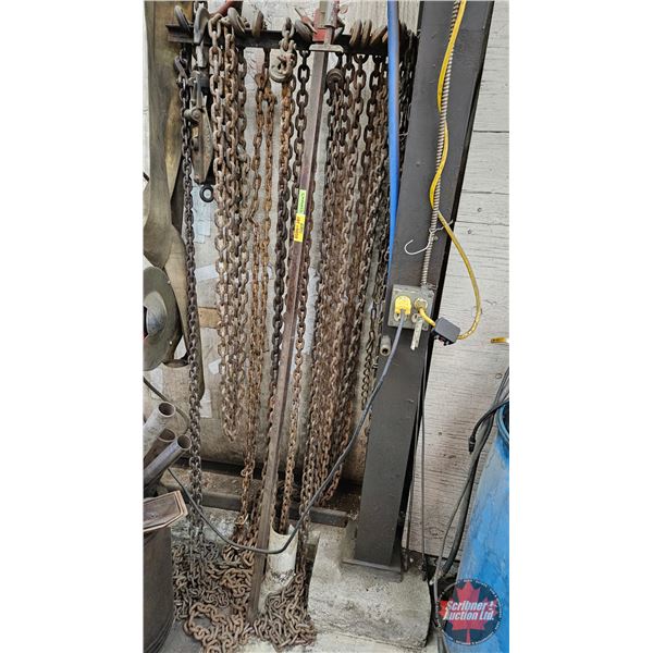 Assorted Heavy-Duty Chains & Chain Block