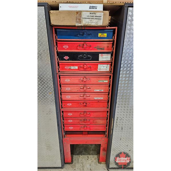 Multi-Drawer Parts Cabinet with Assorted Hardware