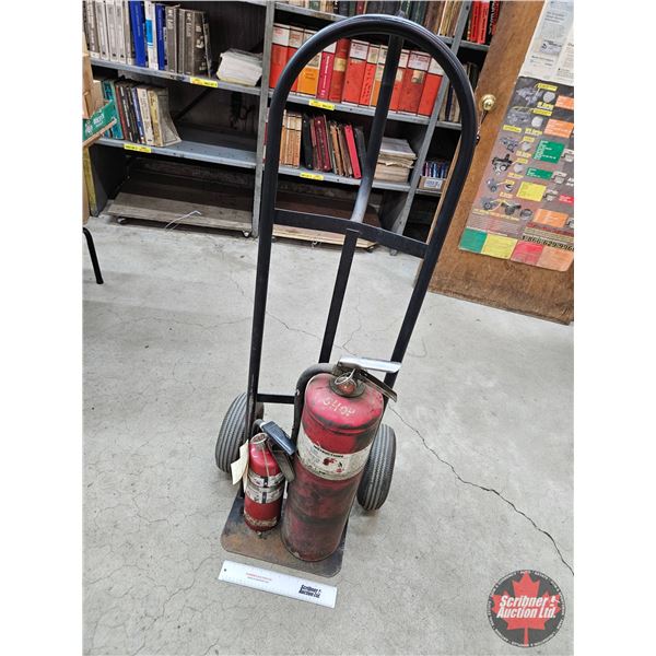 Wheeled Dolly Cart with Two Extinguishers