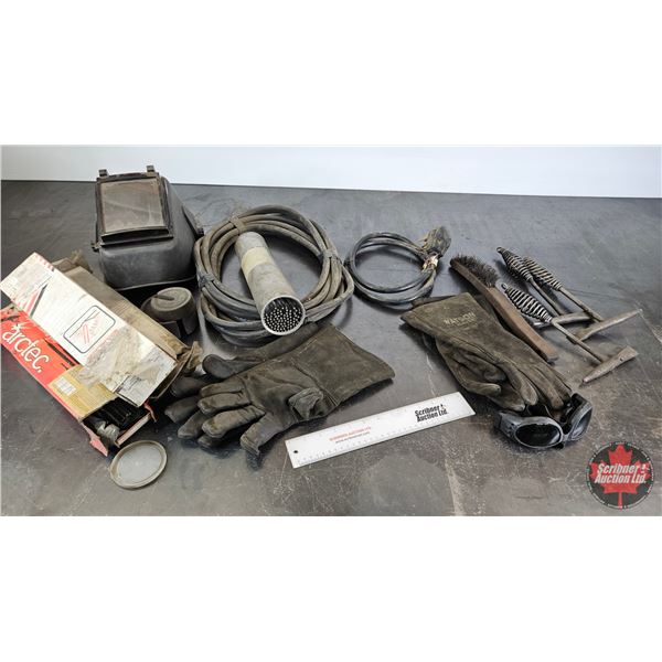 Assorted Welding Leads, Tools & Electrodes