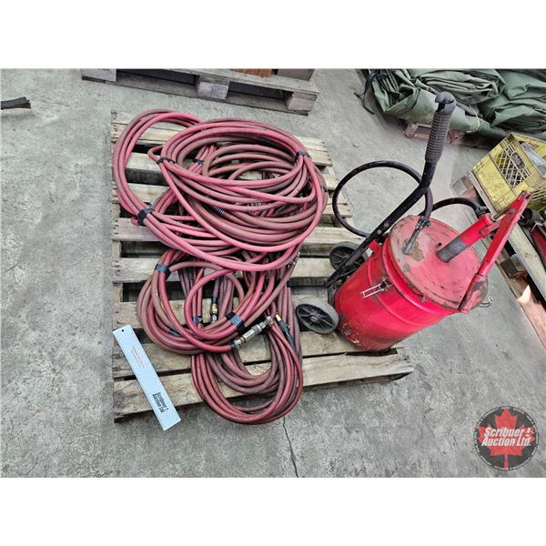 Assorted Air Hoses & Portable Pump Tank (Pallet Lot)