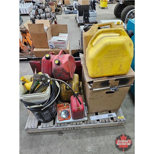 Assorted Fuel Cans & Shop Supplies