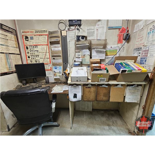 Office Desk, Chair & Assorted Office Equipment