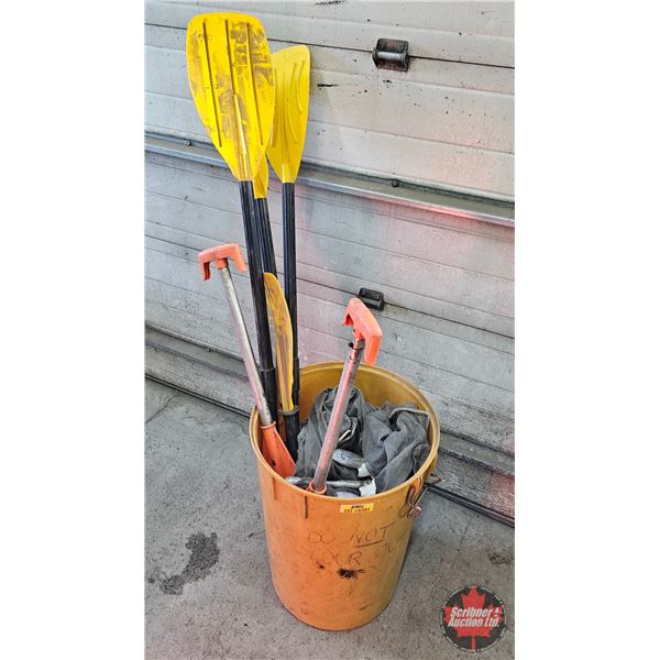 Assorted Boat Paddles, Oars & Anchor
