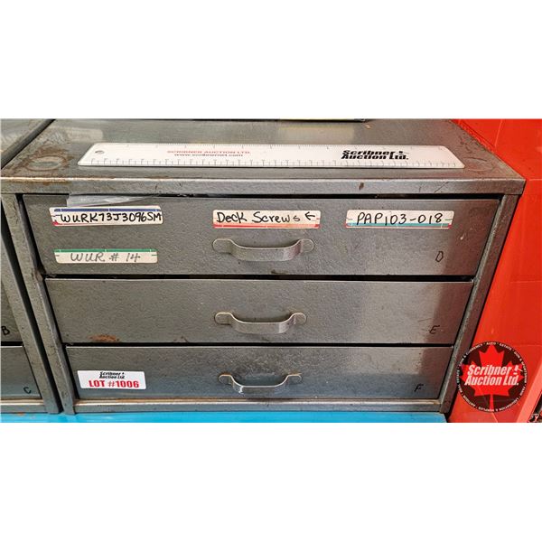 3-Drawer Metal Parts Cabinet with Assorted Fittings & Engine Plugs