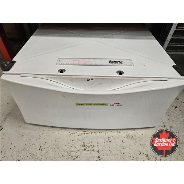 White Storage Drawer (Dryer Platform) with Assorted Shop Supplies