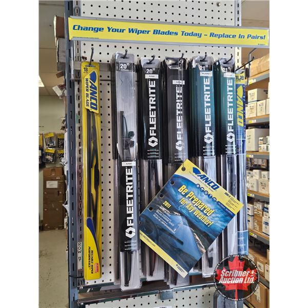 (26) Assorted Wiper Blades with Display Rack
