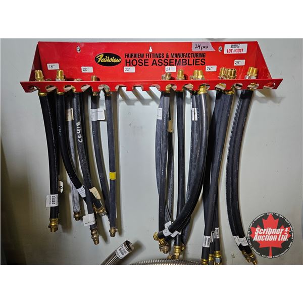 24 Assorted Hose Assemblies & Rack