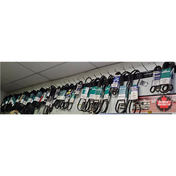 76 Assorted Drive Belts & Rack