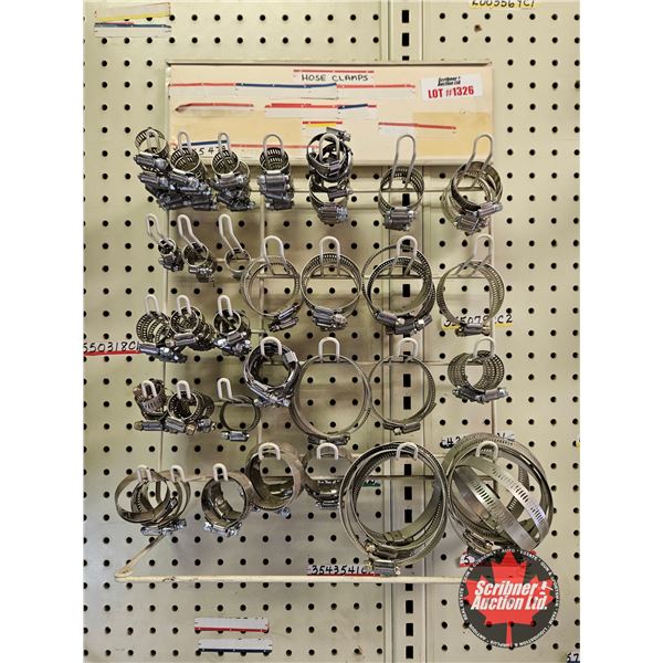 Assorted Hose Clamps & Rack