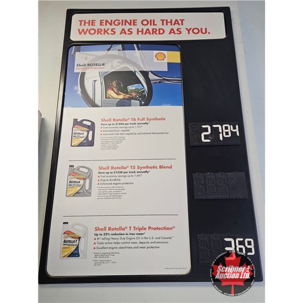 Shell Rotella Oil Advertising Price Sign