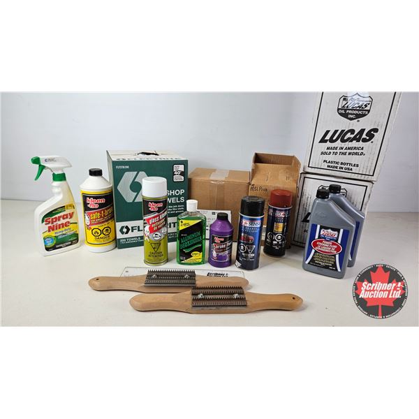 Assorted Automotive Fluids, Cleaners and Shop Supplies